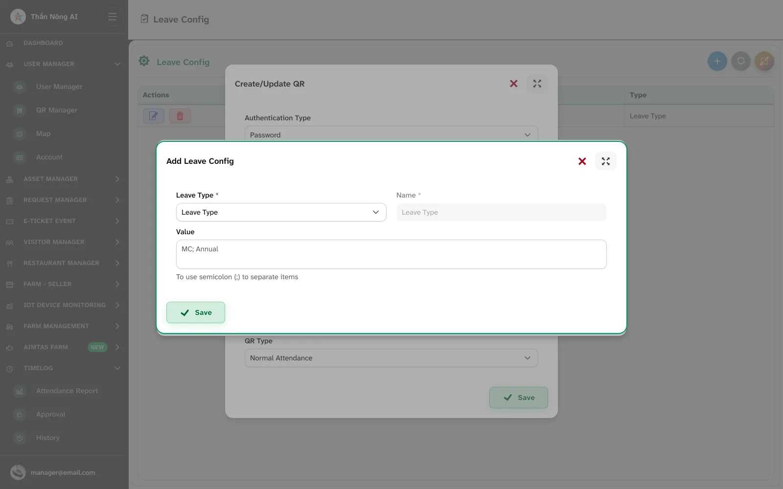 ⚙️ Define your leave types — Leave Management › Leave Config